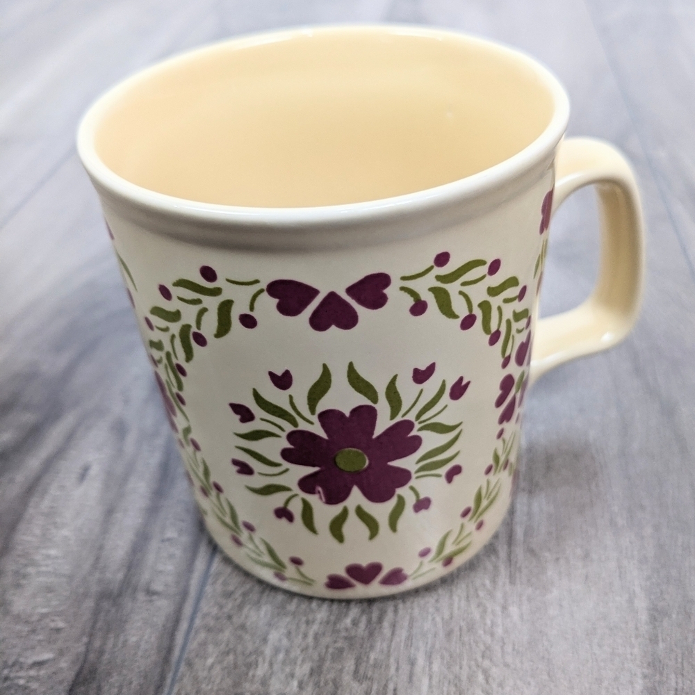 Kiln Craft England Kitchsy Coffee Tea Mug Pink Butter Yellow Floral Vintage 1970 - Picture 3 of 9